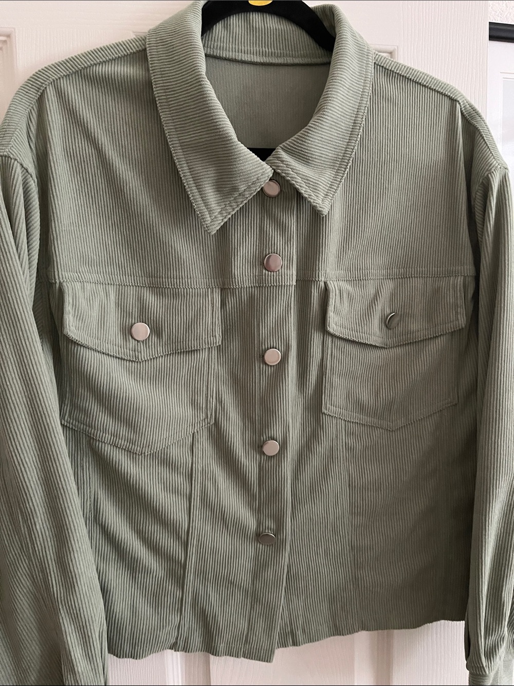 SHEIN Light Sage Green Corduroy Button Jacket
